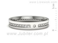 Pierscionek Obrączka z brylantami białe złoto próba 585 - p16532b- 2