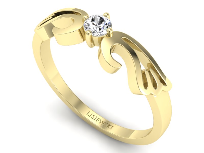 Złoty pierścionek z brylantem żółte złoto - p16534z — zdjęcie 3