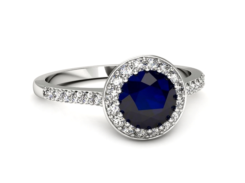 Pierścionek z szafirem i brylantami białe złoto - p16536bsz — zdjęcie 2