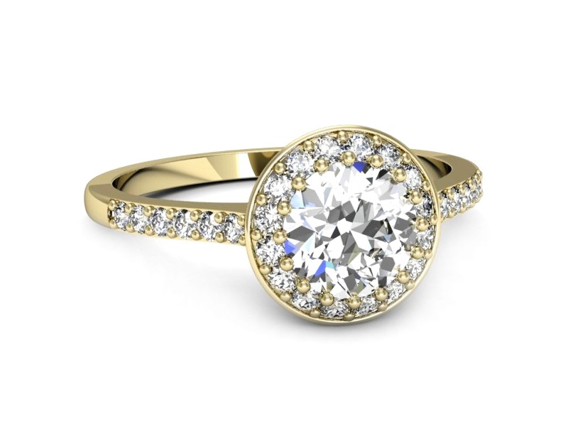 Złoty pierścionek z brylantami żółte złoto - p16536z — zdjęcie 2