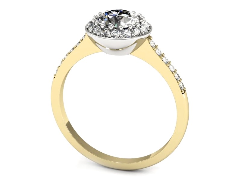 Pierścionek z diamentami żółte i białe złoto - p16536zb — zdjęcie 3