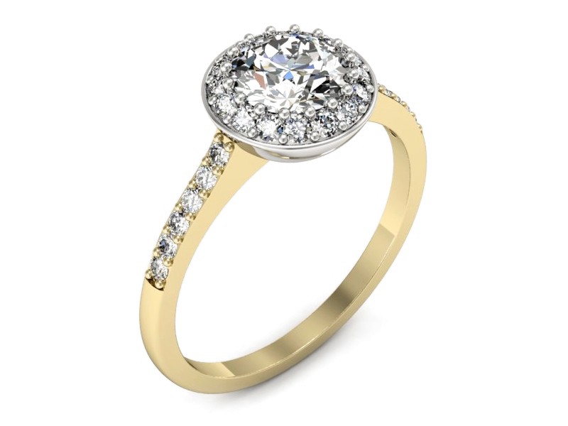 Pierścionek z diamentami żółte i białe złoto - p16536zb