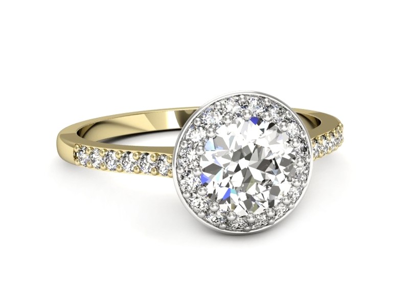 Pierścionek z diamentami żółte i białe złoto - p16536zb — zdjęcie 2