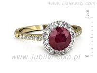 Pierścionek z rubinem i diamentami w białym i żółtym złocie - p16536zbr- 2