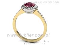 Pierścionek z rubinem i diamentami w białym i żółtym złocie - p16536zbr- 3