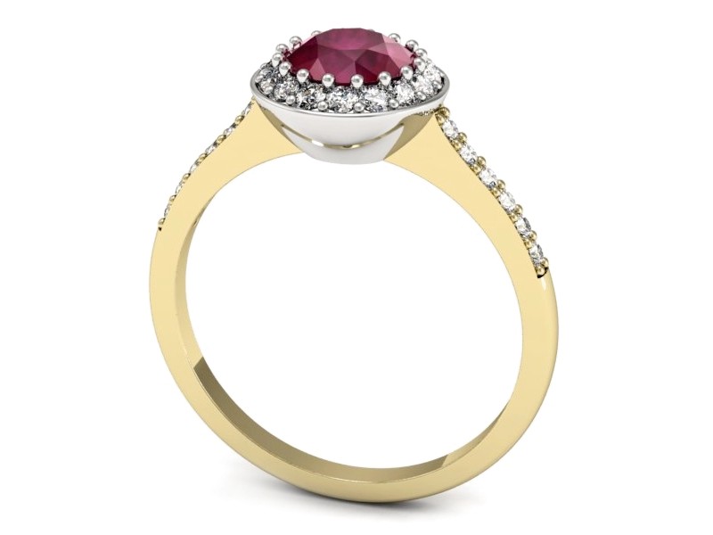 Złoty pierścionek rubinem i diament złoto - p16536zbr — zdjęcie 3