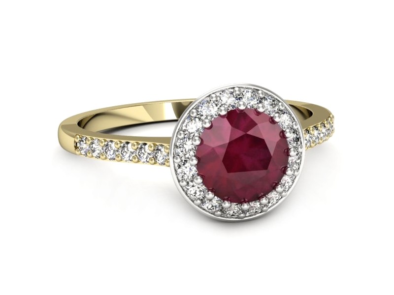 Złoty pierścionek rubinem i diament złoto - p16536zbr — zdjęcie 2