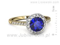 Pierścionek z szafirem i diamentami z żółtego i białego złota - p16536zbszc- 2