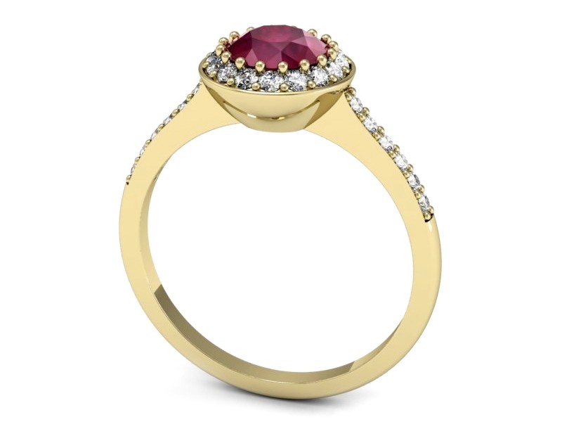 Pierścionek z rubinem i brylantami żółte złoto - p16536zr — zdjęcie 3