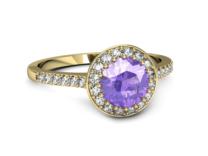 Pierścionek z tanzanitem i brylantami żółte złoto - p16536zt — zdjęcie 2