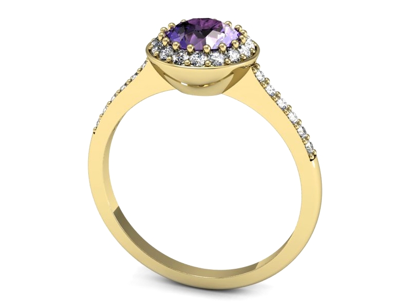 Pierścionek z tanzanitem i brylantami żółte złoto - p16536zt — zdjęcie 3