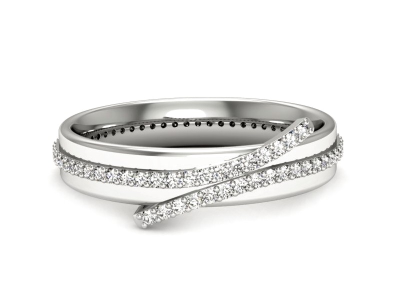 Pierścionek obrączka z brylantami białe złoto - p16537b — zdjęcie 2