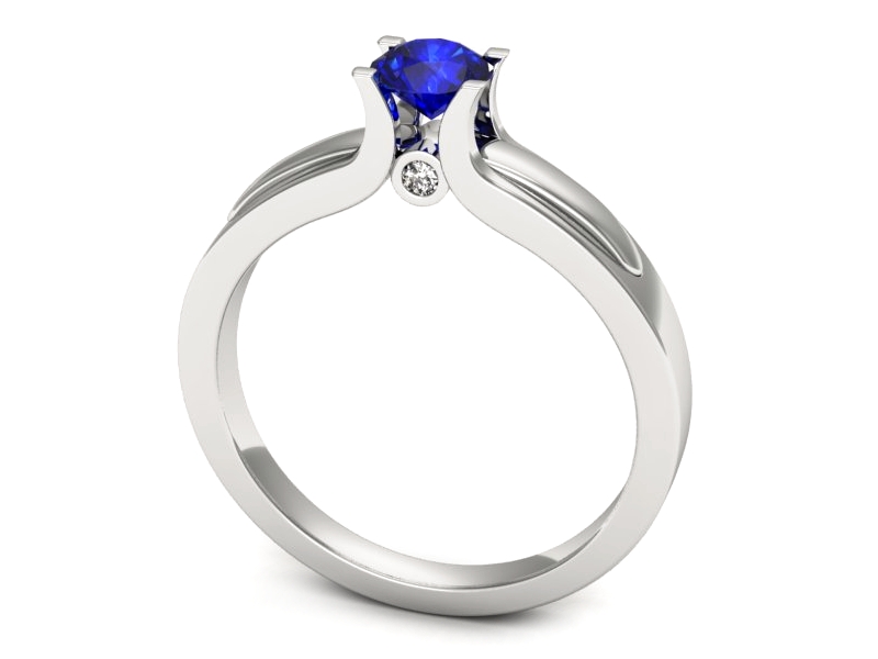 Pierścionek z szafirem i brylantami białe złoto - p16538bszc — zdjęcie 3