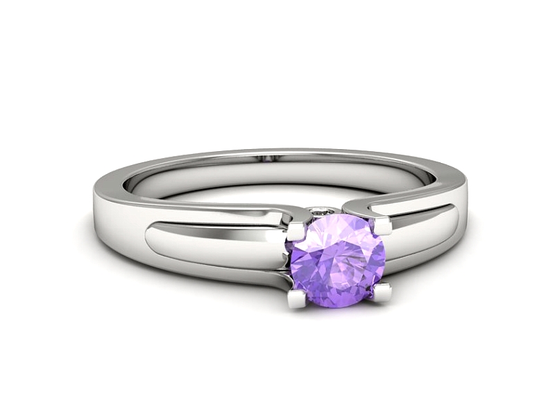 Pierścionek z tanzanitem białe złoto i brylantami - p16538bt — zdjęcie 2