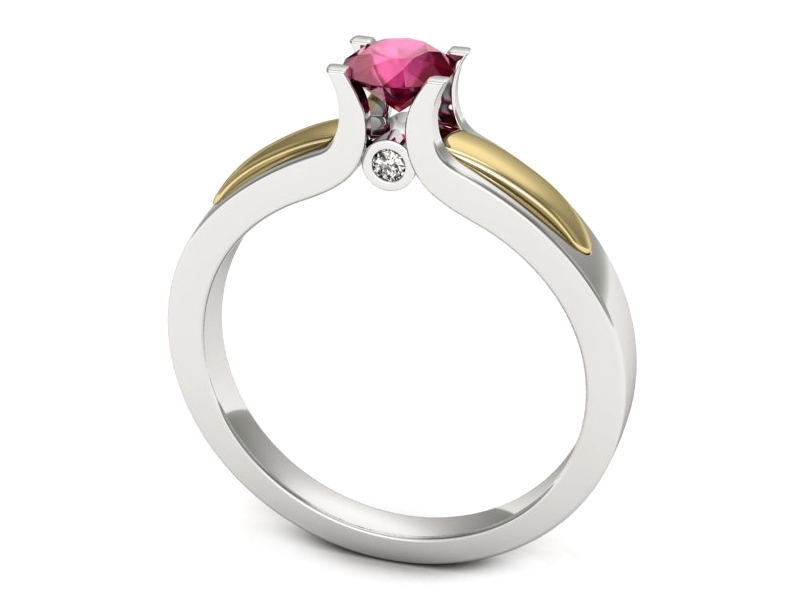 Pierścionek z rubinem i brylantami - p16538bzr — zdjęcie 3