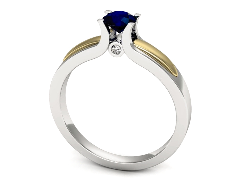 Pierścionek z szafirem i brylantami - p16538bzsz — zdjęcie 3