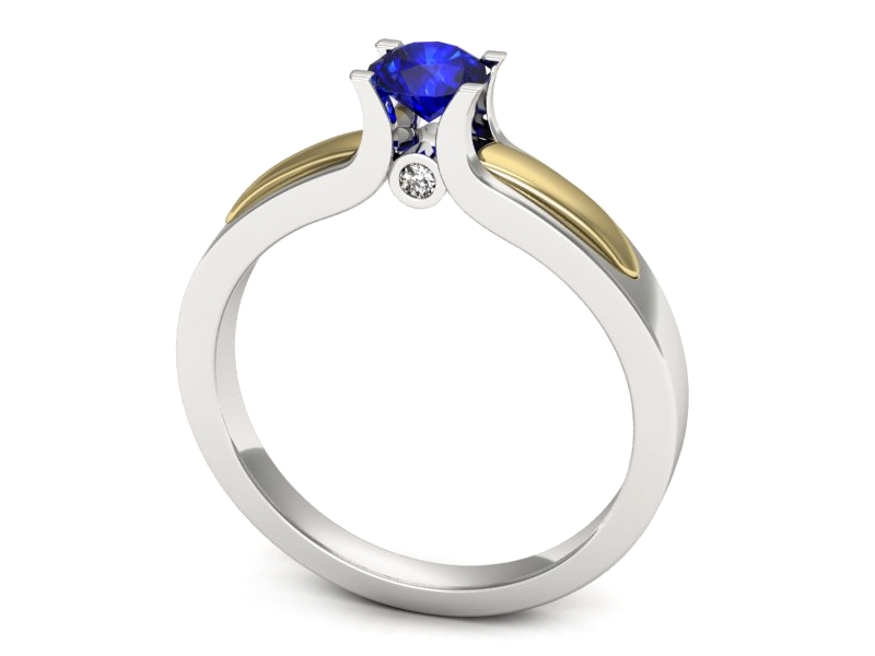 Złoty pierścionek szafir i diamenty złoto - p16538bzszc — zdjęcie 3
