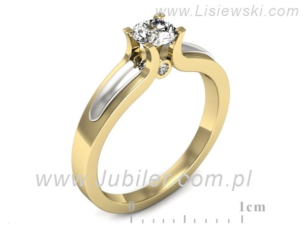 Pierścionek z diamentami żółte i białe złoto próba 585 - p16538zb- 1