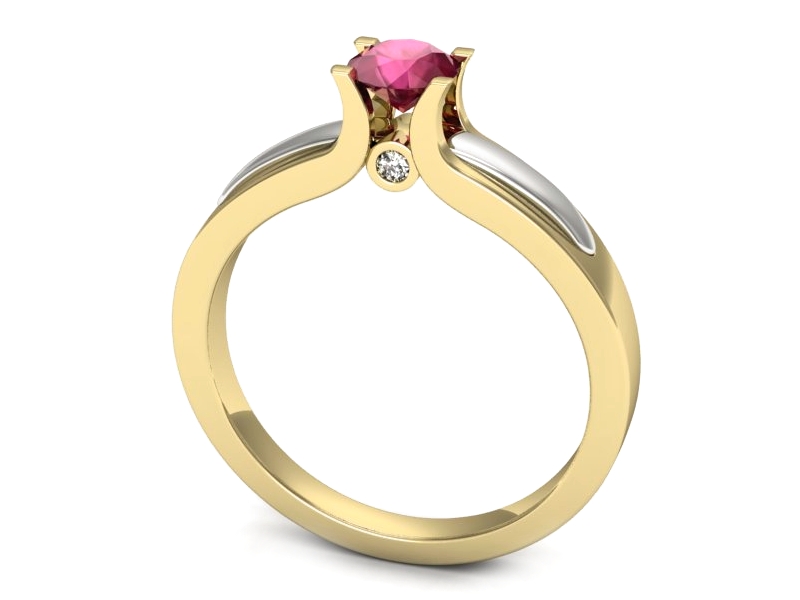 Pierścionek z rubinem i diamentami - p16538zbr — zdjęcie 3