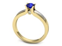 Pierścionek z szafirem i diamentami z żółtego i białego złota - p16538zbszc- 3