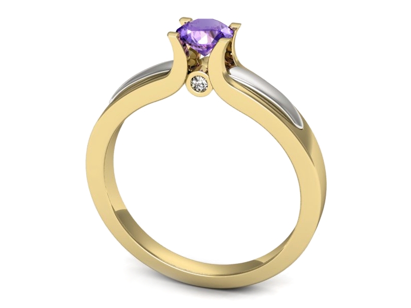 Złoty pierścionek z tanzanitem i brylantami - p16538zbt — zdjęcie 3