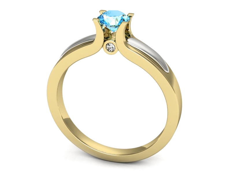 Pierścionek z topazem i brylantami - p16538zbtp — zdjęcie 3