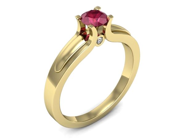 Złoty pierścionek z rubinem i brylantami złoto proba 585 - p16538zr- 1