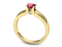 Złoty pierścionek z rubinem i brylantami złoto proba 585 - p16538zr- 3
