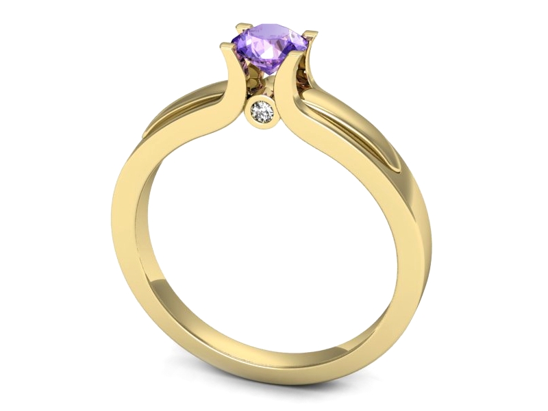 Pierścionek z tanzanitem i brylantami żółte złoto - p16538zt — zdjęcie 3