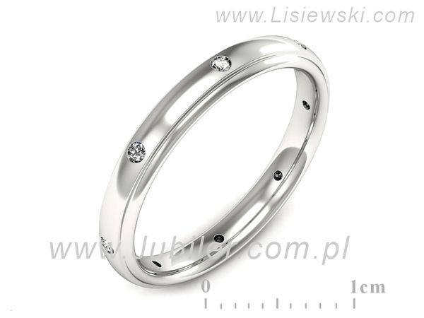 Pierscionek Obrączka z brylantami białe złoto próba 585 - p16539b- 1