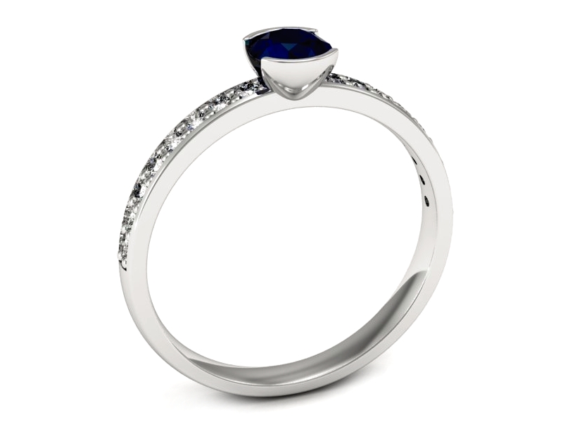 Pierścionek z szafirem i brylantami białe złoto - p16540bsz — zdjęcie 3