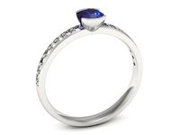 Pierścionek z szafirem i brylantami z białego złota 585 - p16540bszc- 3