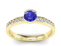 Złoty pierścionek z szafirem i diamentami - p16540zszc