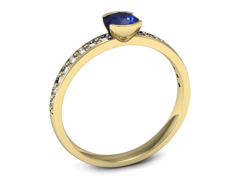 Złoty pierścionek z szafirem i diamentami - p16540zszc - 3