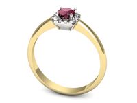 Pierścionek z rubinem i diamentami w białym i żółtym złocie - p16542zbr- 3