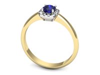 Pierścionek z szafirem i diamentami z żółtego i białego złota - p16542zbszc- 3