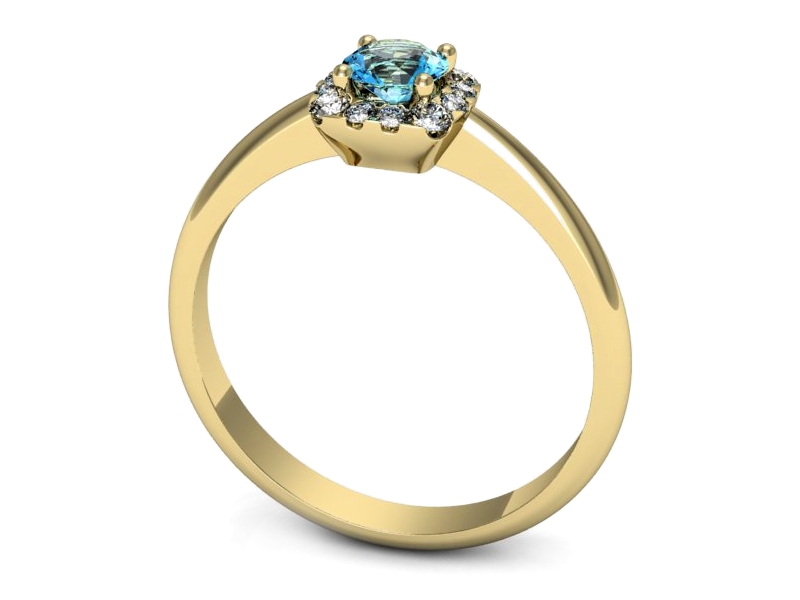 Pierścionek z topazem i brylantami żółte złoto - p16542ztp — zdjęcie 3