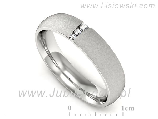 Pierscionek Obrączka z brylantami białe złoto próba 585 - p16543bms- 1