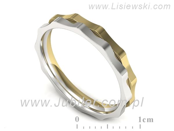 Obrączka z żółtego i białego złota dwukolorowe próba 585 - p16544zb- 1
