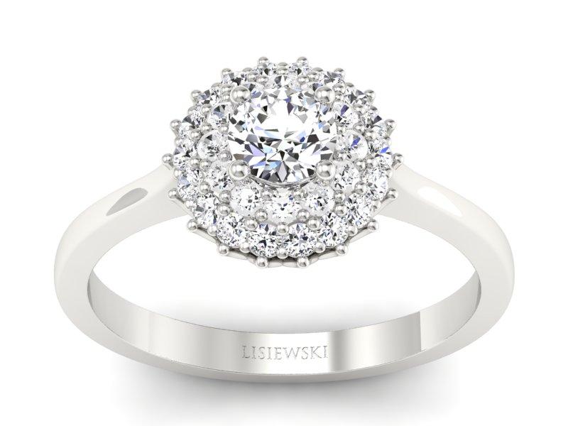 Złoty pierścionek z brylantami białe złoto - p16546b