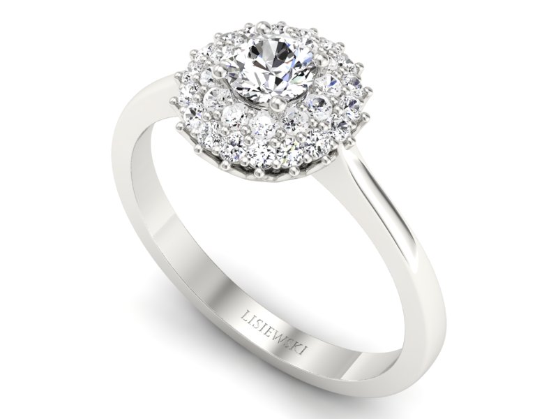 Złoty pierścionek z brylantami białe złoto - p16546b — zdjęcie 3