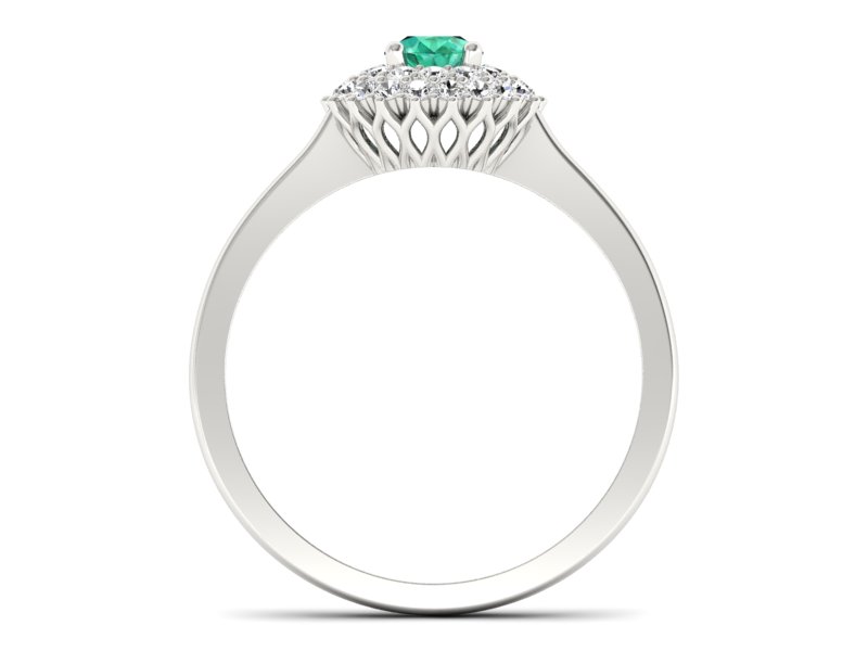 Złoty pierścionek ze szmaragdem i brylantami - p16546bsm — zdjęcie 2