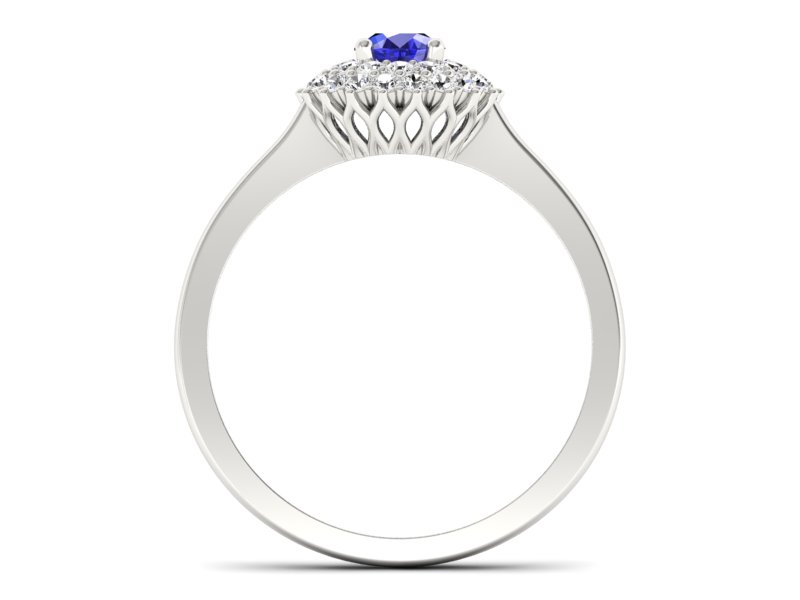 Pierścionek z szafirem i brylantami białe złoto - p16546bszc — zdjęcie 2