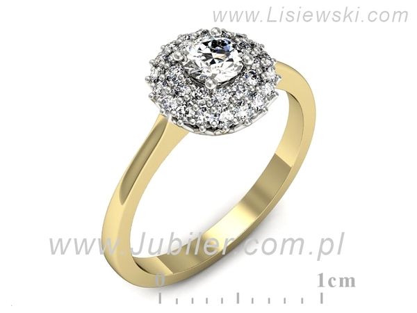 Pierścionek z diamentami żółte i białe złoto próba 585 - p16546zb- 1