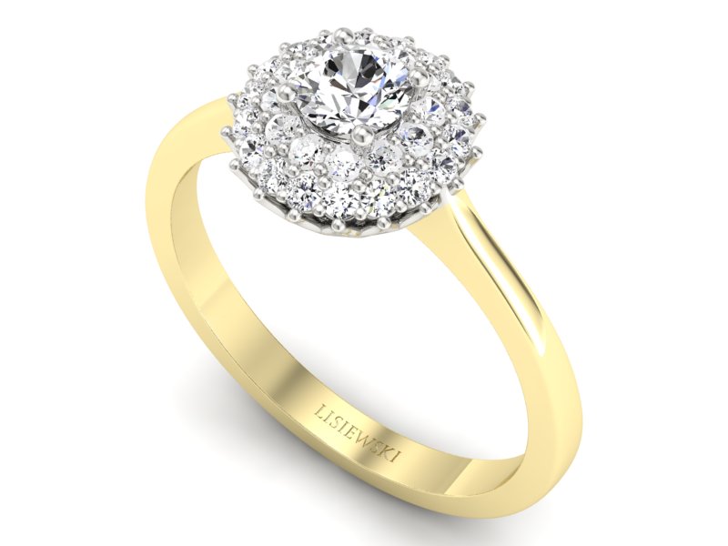 Pierścionek z diamentami żółte i białe złoto - p16546zb — zdjęcie 3