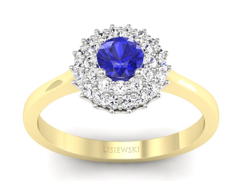 Pierścionek z szafirem i diamentami - p16546zbszc