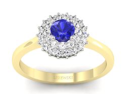 Pierścionek z szafirem i diamentami - p16546zbszc