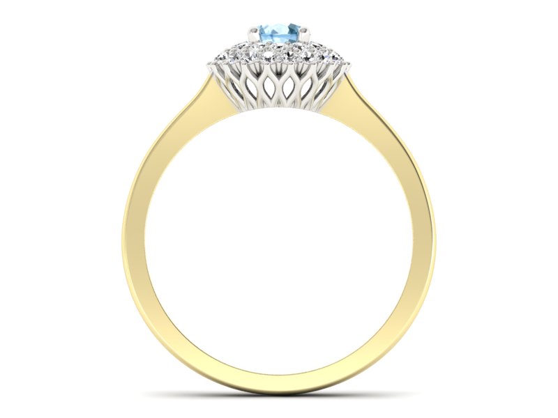 Złoty pierścionek z topazem i brylantami - p16546zbtp — zdjęcie 2