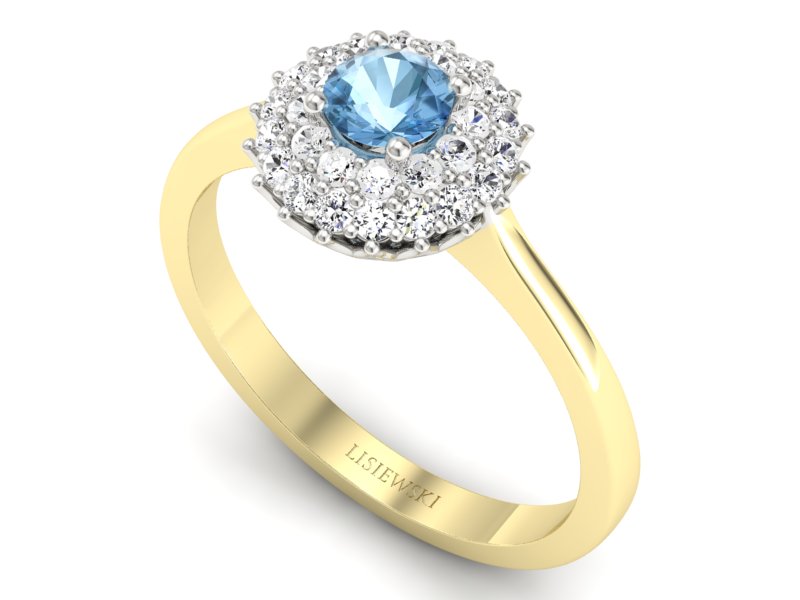 Złoty pierścionek z topazem i brylantami - p16546zbtp — zdjęcie 3