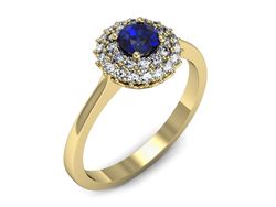 Złoty pierścionek z szafirem i diamentami - p16546zszc